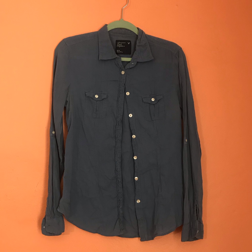 Ae Blue Button Down